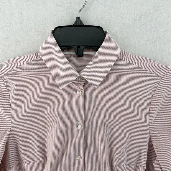 Express Button-Up Shirt Women's Sz XS Red White Striped Collared Long Sleeve - Picture 6 of 9